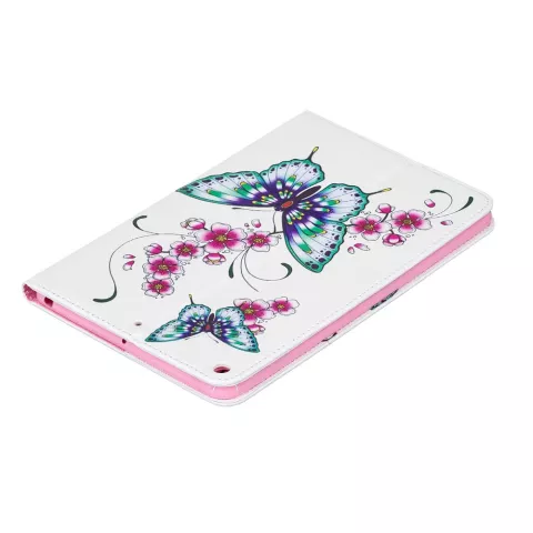 Vlinders bloemen flipcase leder klaphoes standaard iPad mini 4 5 - Wit