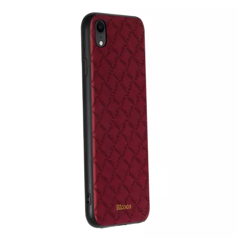 DZGOGO Yago Series Case PU leder stiksel grid iPhone XR - Rood