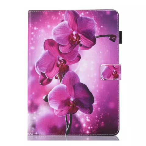 Orchidee bloem flipcase leder hoes iPad mini 1 2 3 4 5 - Paars Roze