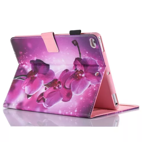 Orchidee bloem flipcase leder hoes iPad mini 1 2 3 4 5 - Paars Roze