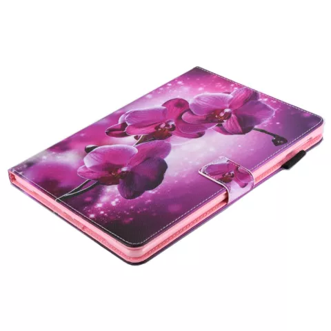 Orchidee bloem flipcase leder hoes iPad mini 1 2 3 4 5 - Paars Roze