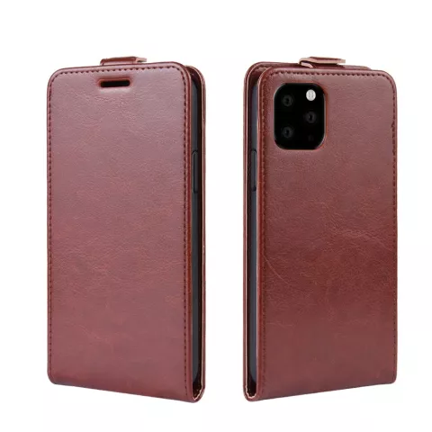 Verticale Flip kunstleer wallet hoesje iPhone 11 Pro Max case - Bruin