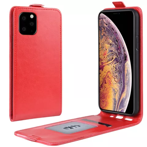 Verticale Flip kunstleer wallet hoesje iPhone 11 Pro Max case - Rood