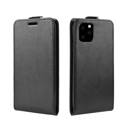 Verticale Flip kunstleer wallet hoesje iPhone 11 Pro Max case - Zwart