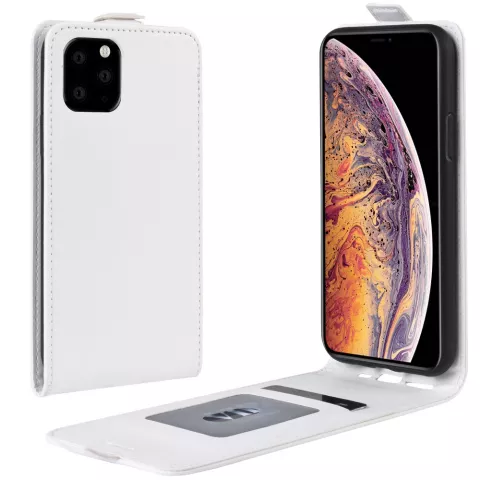 Verticale Flip kunstleer wallet hoesje iPhone 11 Pro Max case - Wit