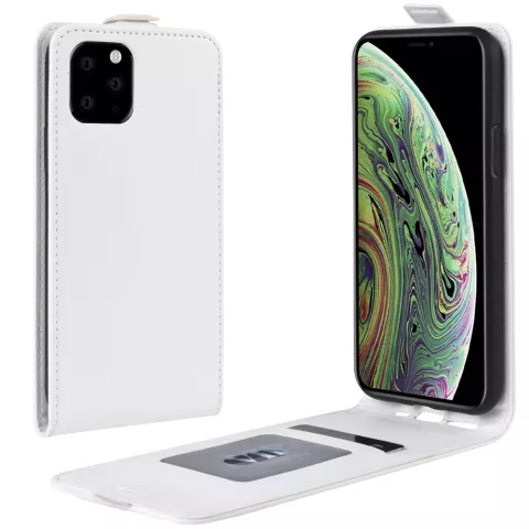 Verticale Flip kunstleer wallet hoesje iPhone 11 Pro case - Wit