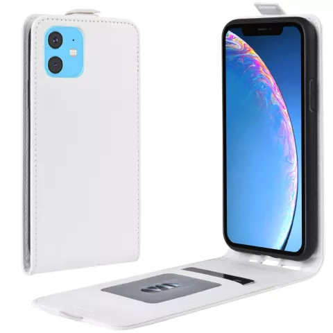 Verticale Flip kunstleer wallet hoesje iPhone 11 case - Wit