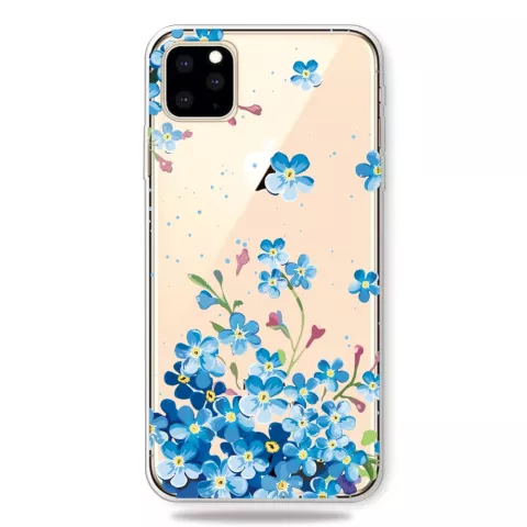 Schattig Flexibel Blauwe Bloemetjes Hoesje iPhone 11 Pro TPU case - Doorzichtig