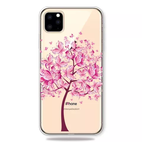 Warm Flexibel Vlinderboom Vlinders Boom Roze Hoesje iPhone 11 Pro TPU case - Doorzichtig