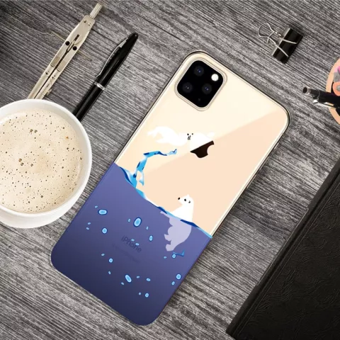 Zee Water Blauw Druppels IJsbeer Zeehond Hoesje iPhone 11 Pro Max TPU case - Doorzichtig