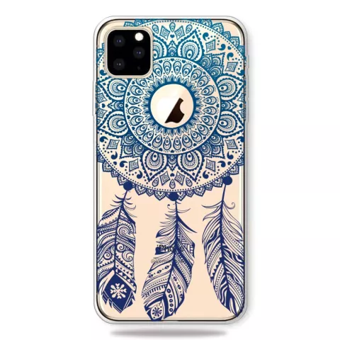 Dromenvanger Mandala Web Blauw Veertjes Spiritueel Hoesje iPhone 11 Pro Max TPU case - Doorzichtig