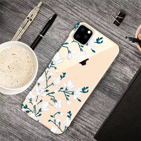 Bloemen wit hoesje TPU bloesem iPhone 11 Pro - Doorzichtig