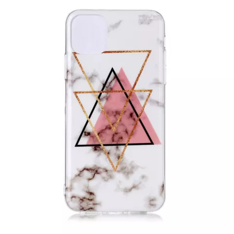 Marmer Patroon Driehoek Goud Roze Zwart Figuur Creatief iPhone 11 Pro Max TPU case