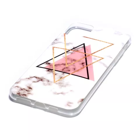 Marmer Patroon Driehoek Goud Roze Zwart Figuur Creatief iPhone 11 Pro Max TPU case