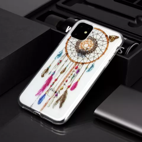 Dromenvanger Mandala Web Kraaltjes Kleur Spiritueel Hoesje Case TPU iPhone 11 - Transparant