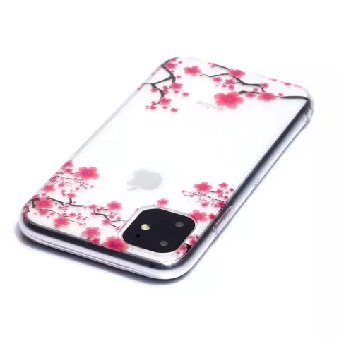 Bloemen Roze Takken Natuur Hoesje Case TPU iPhone 11 - Transparant