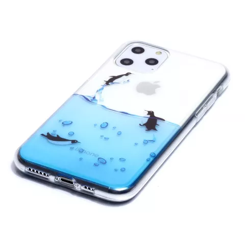 Pinguin hoesje TPU case geschikt voor iPhone 11 Pro - Transparant