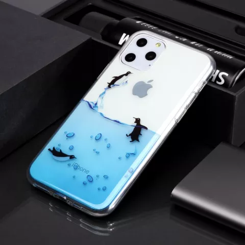 Pinguin hoesje TPU case geschikt voor iPhone 11 Pro - Transparant