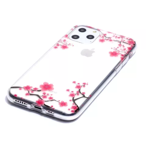 Bloemen Roze Takken Natuur Hoesje Case TPU iPhone 11 Pro - Transparant
