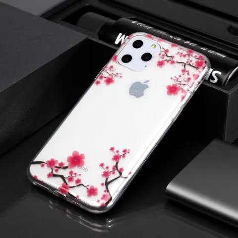 Bloemen Roze Takken Natuur Hoesje Case TPU iPhone 11 Pro - Transparant