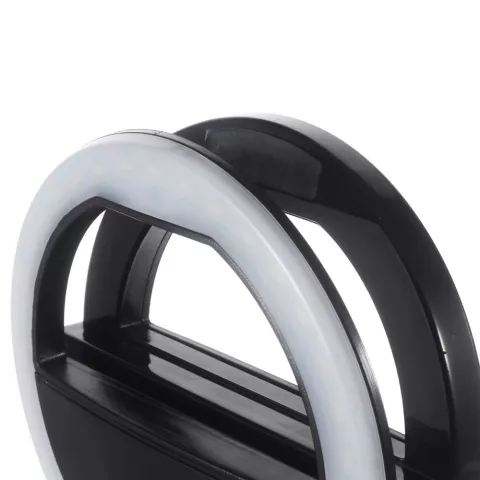 Selfie licht ringvormige lamp smartphone dimbaar - Zwart