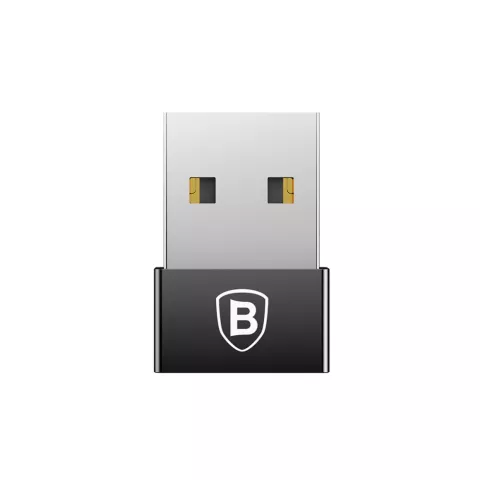 Baseus USB-A Male naar USB-C Female 2.4A Mini Adapter - Zwart