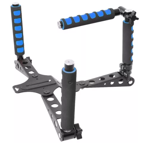 Opvouwbare Camera RIG stabilizer DSLR camera aluminium schouderstatief - Zwart Blauw