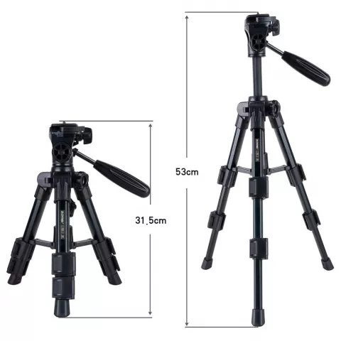 Zomei Q100 draagbare tripod statief aluminium DSLR camera reizen - Zwart