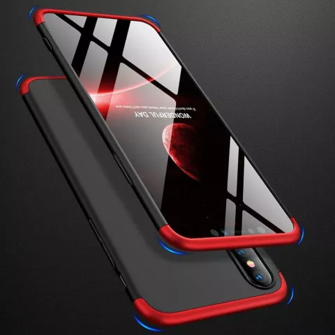 360 bescherming Case Cover iPhone XR hoesje - Zwart en rood