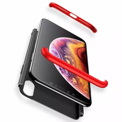 360 bescherming Case Cover iPhone XR hoesje - Zwart en rood