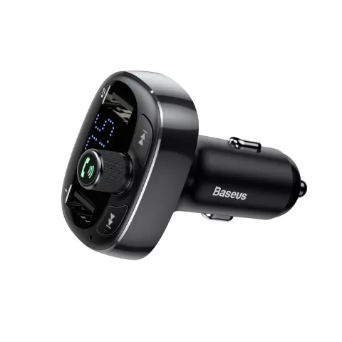 Baseus Sigarettenplug autolader Bluetooth FM transmitter Dual USB-poorten Carkit - Zwart