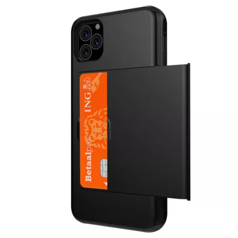 Secret Pasjeshouder hoesje portemonnee TPU hardcase iPhone 11 Pro Max - Zwart