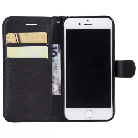 iPhone 7 8 SE 2020 SE 2022 Kunstlederen Bookcase Wallet - Zwart