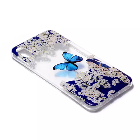 iPhone X XS TPU hoesje Transparant - Blauw Wit