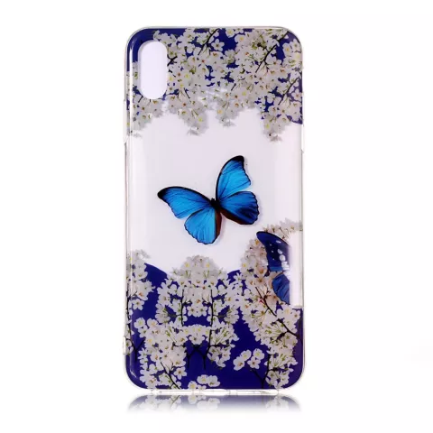 iPhone X XS TPU hoesje Transparant - Blauw Wit