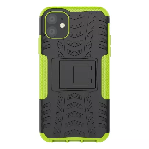 Hybride standaard case shockproof hoesje iPhone 11 - Groen Zwart