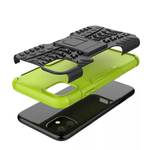 Hybride standaard case shockproof hoesje geschikt voor iPhone 11 - Groen Zwart