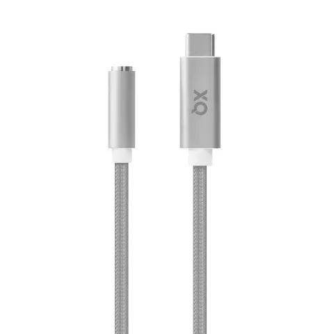 Xqisit USB Type-C naar 3.5 mm headphone jack ingang - Grijs verloopkabel