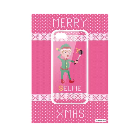 FLAVR kerst selfie elfie case TPU hoesje iPhone 5 5s SE 2016 - Roze