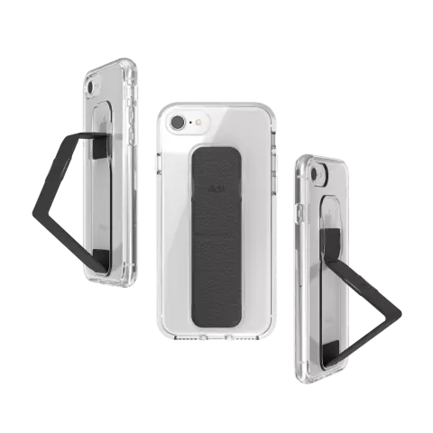 CLCKR grip case standaard valbestendig hoesje iPhone 6 6s 7 8 SE 2020 SE 2022 - Doorzichtig Zwart