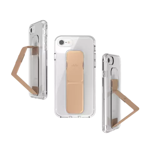 CLCKR grip case standaard valbestendig hoesje iPhone 6 6s 7 8 SE 2020 SE 2022 - Doorzichtig Ros&eacute;goud