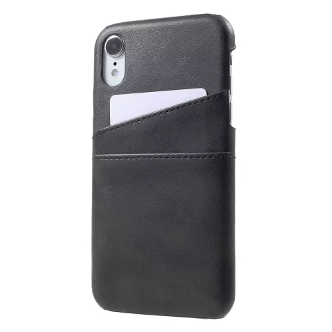 Duo Cardslot Wallet Portemonnee iPhone XR Hoesje - Zwart Pasjes