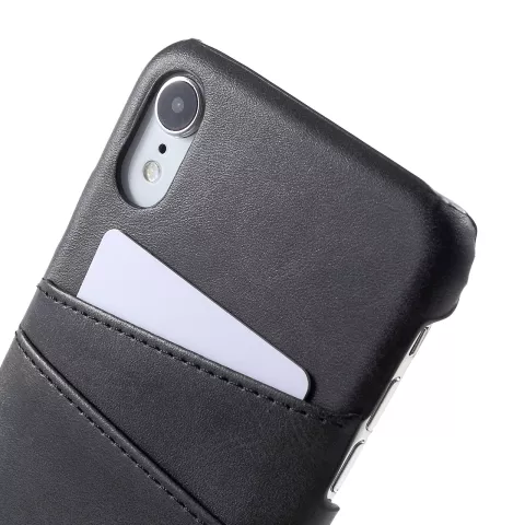 Duo Cardslot Wallet Portemonnee iPhone XR Hoesje - Zwart Pasjes