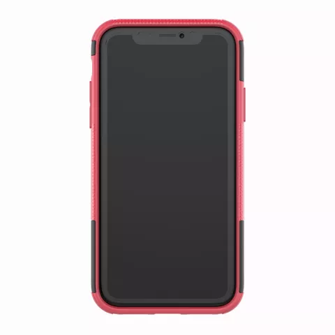 Bandenprofiel hoesje TPU Polycarbonaar iPhone XR case - Zwart Roze Bescherming