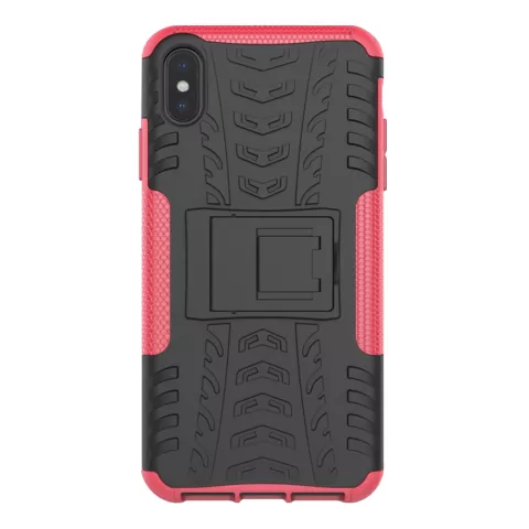 Bandenprofiel hoesje TPU Polycarbonaar iPhone XS Max case - Zwart Roze Bescherming