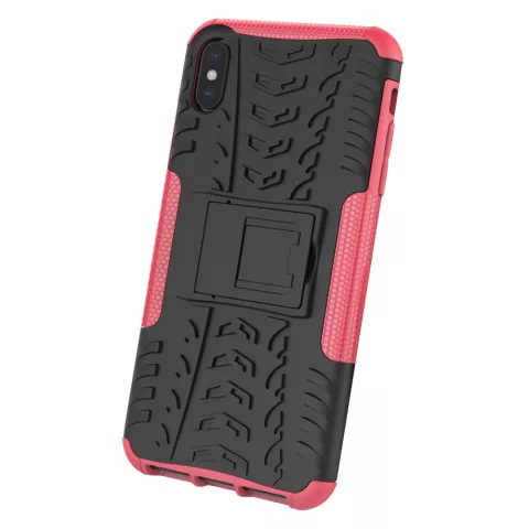 Bandenprofiel hoesje TPU Polycarbonaar iPhone XS Max case - Zwart Roze Bescherming