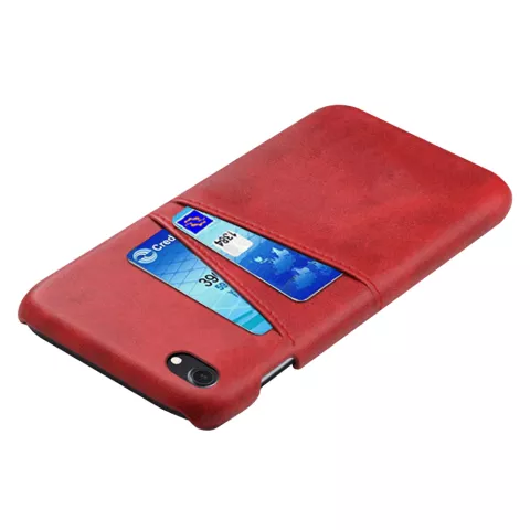 Duo Cardslot Wallet Portemonnee hoes iPhone 7 8 SE 2020 SE 2022 Case - Rood Bescherming