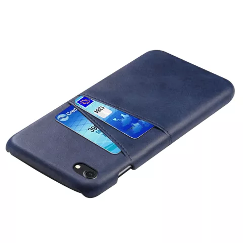 Duo Cardslot Wallet Portemonnee hoes iPhone 7 8 SE 2020 SE 2022 Case - Donkerblauw Bescherming