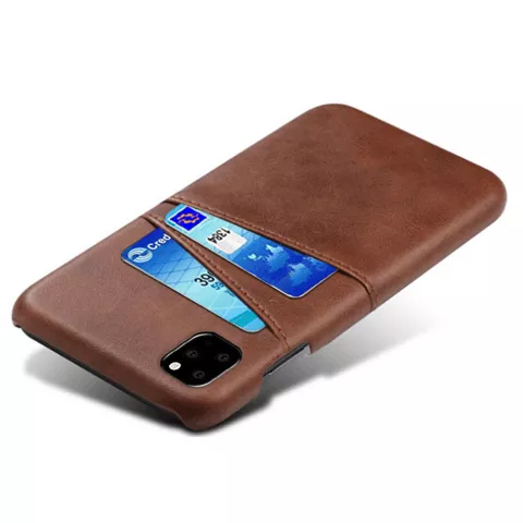 Duo Cardslot Wallet Portemonnee iPhone 11 Pro Max hoesje - Bruin Bescherming