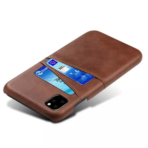 Duo Cardslot Wallet Portemonnee iPhone 11 hoesje - Bruin Bescherming